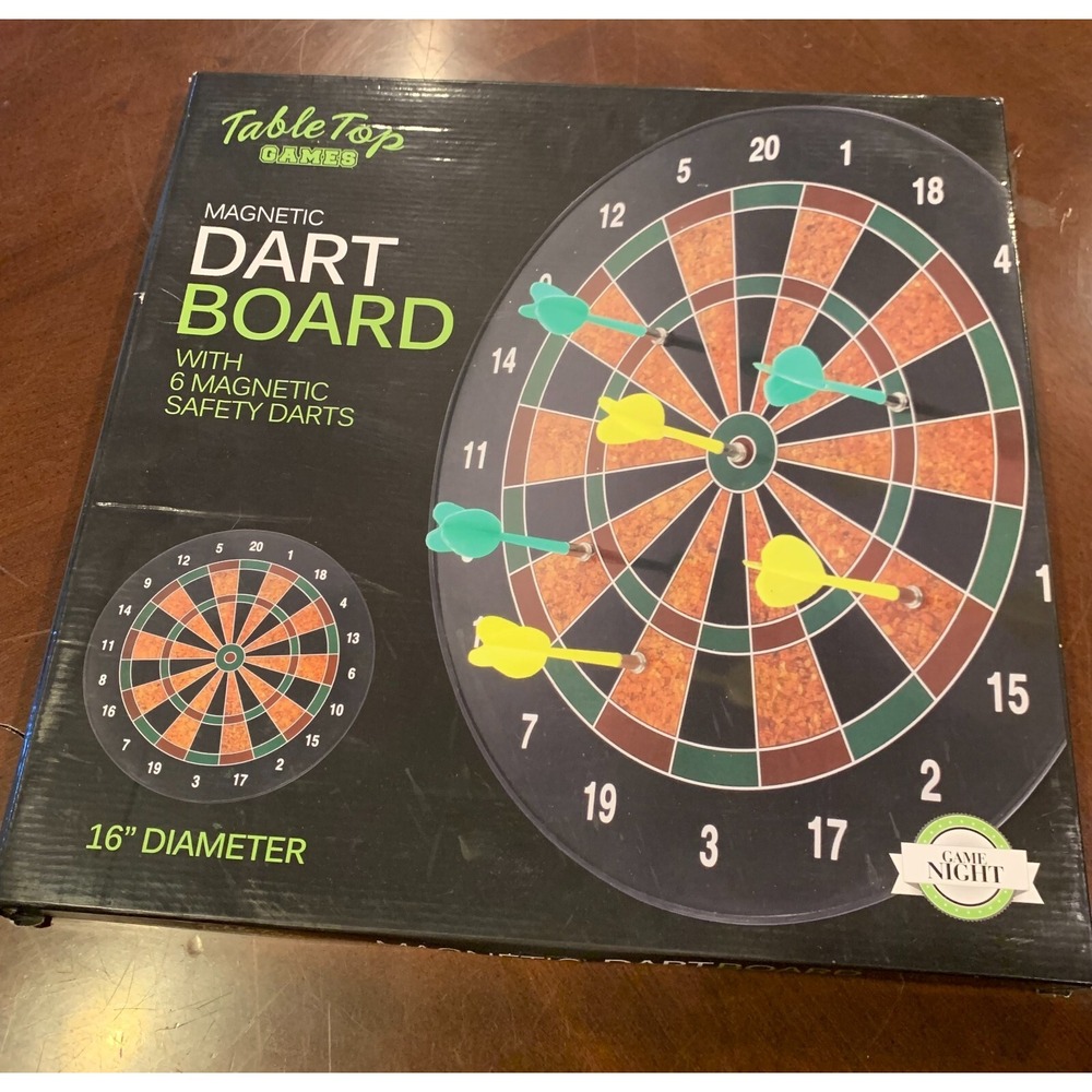 Table Top Games Dart Board 16 inch Diameter with 6‎ Magnetic Safety Darts